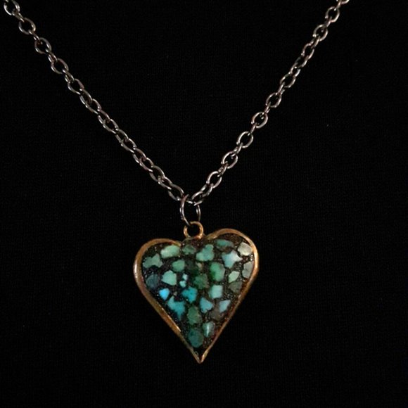 Jewelry - Vintage 19th Century Turquoise Heart Necklace